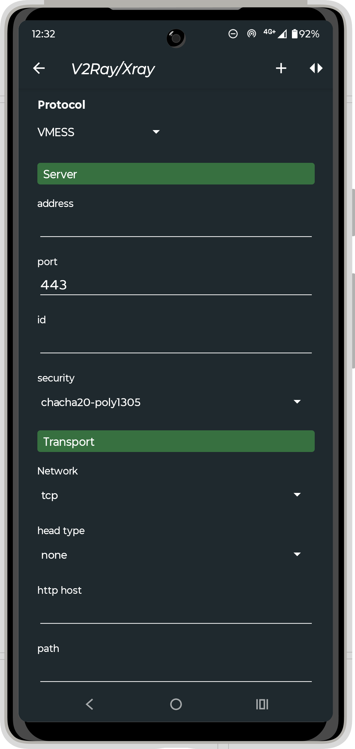 V2Ray configuration in GUI mode